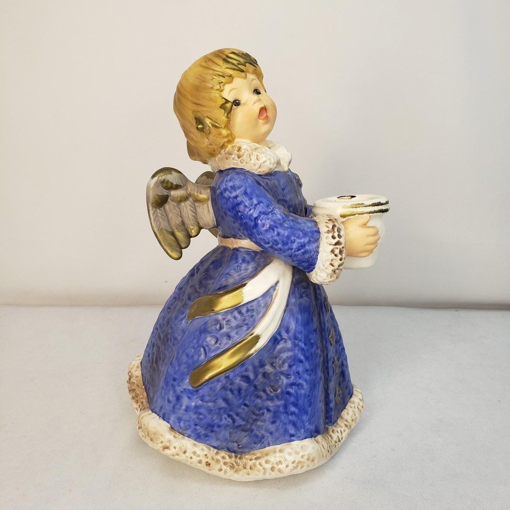 Goebel Handarbeit Large Angel W Germany 42 329 22 Blue Candleholder Frobek 8.75" - Picture 3 of 12